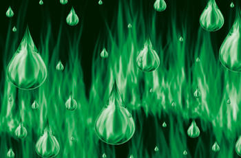 Green droplets on a black background 